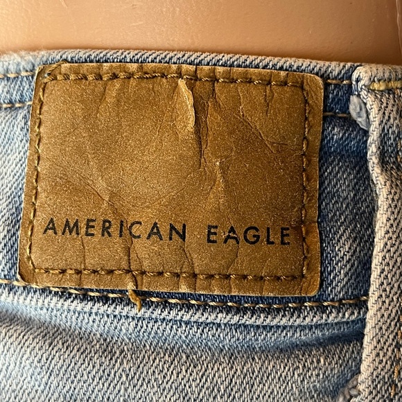 American Eagle Super Stretch Hi-Waist A-Line Mini Skirt, Denim Light Wash |12 - Picture 7 of 11